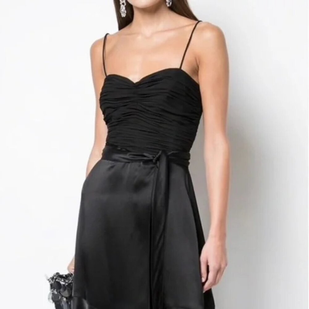 CINQ À SEPT 'Vienna' Silk-Satin Sleeveless Midi-Dress, Black - Picture 2 of 3